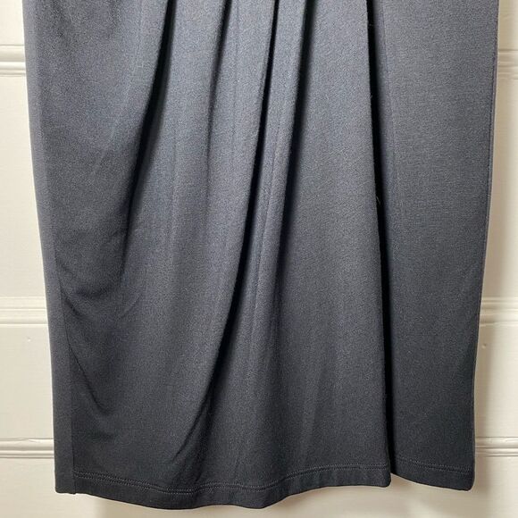 MAX MARA Pleated Faux-Wrap Knee Length Jersey Pencil Skirt in Black Sz 4 Small - Picture 4 of 13